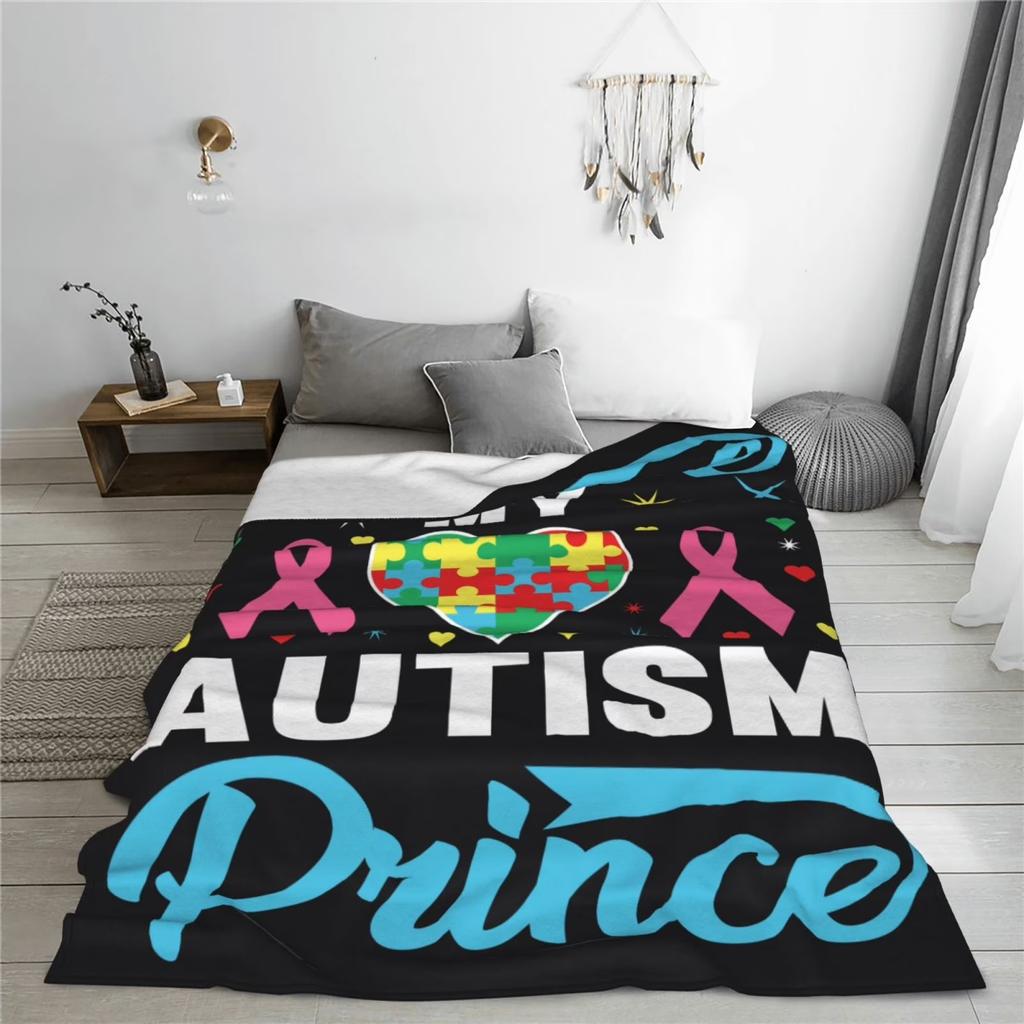 Autism Heart Print Fleece Throw Blanket Soft Anti-Pill Flannel for Sofa Couch