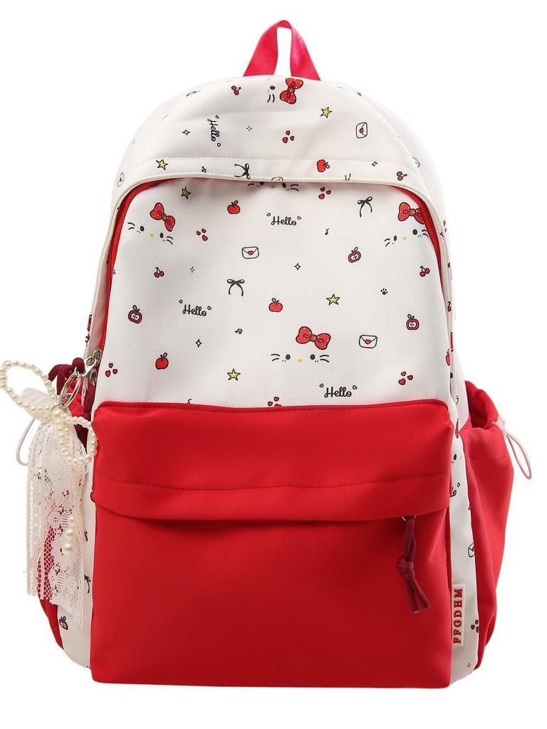 School Backpack For Girls With Oxford Fabric And Butterfly Bow For Teen Study Use