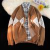Hong Kong-Style Men's V-Neck Cardigan Sweater - Casual, Versatile, Loose Knit Outerwear for Autumn and Winter