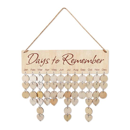 

Wooden Family Birthday Reminder Calendar Board Wall Hanging DIY Birthday Tracker Plaque with 50 Tags Gift for Mom E