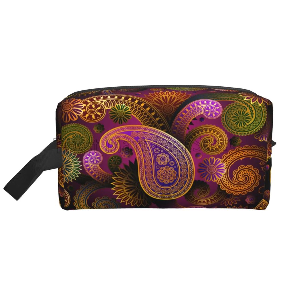 Cestovní kosmetická taštička s květinovým vzorem paisley Mandala Kosmetická taštička Organizér na make-up Velká kapacita Cestovní organizér na toaletní potřeby a příslušenství