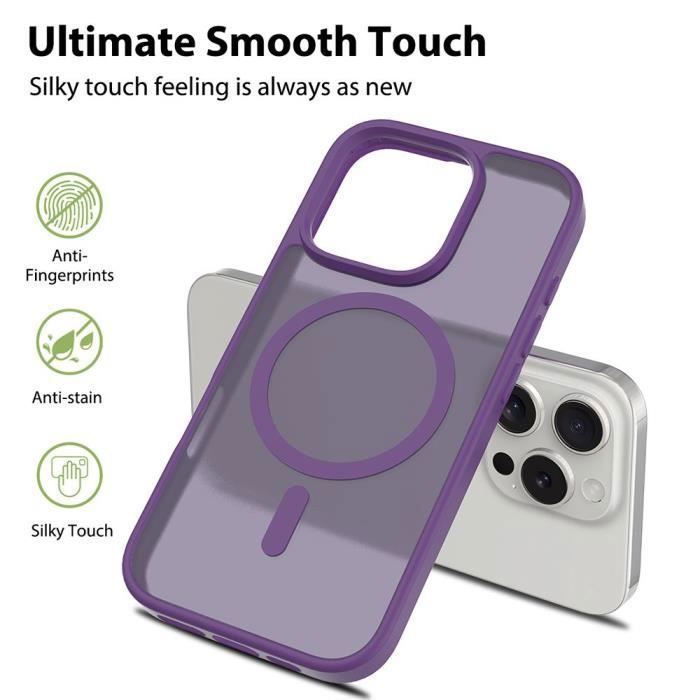 Coque de Protection - BOOLING - pour iPhone 16 Pro - Violet Foncé - Anneau Magnétique - Verres Trempés