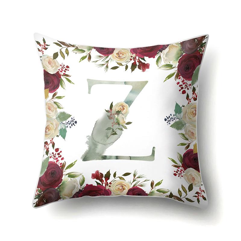 Polyester Pillowcase American Retro Flower Plant 26 English Letter Cushion Cover Car Pillowcase
