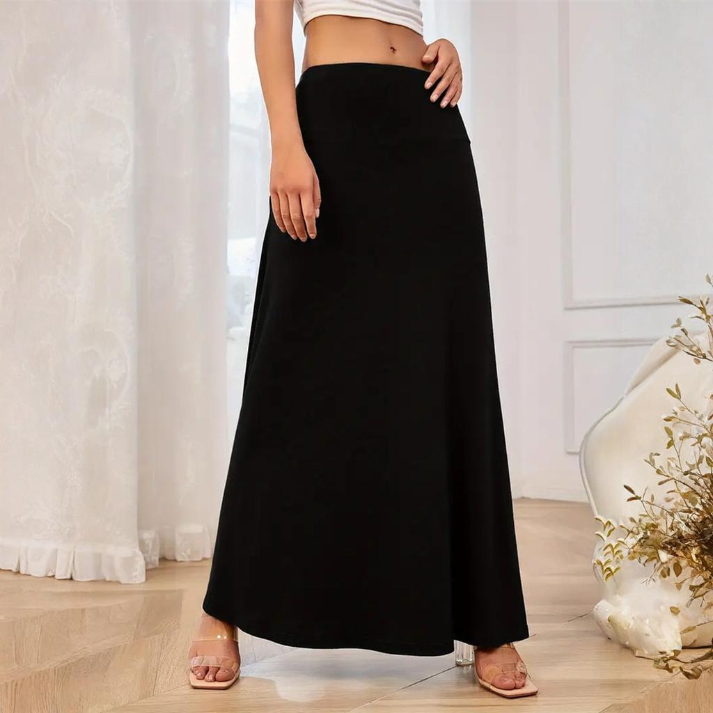 Women's Elegant And Fashionable Knitted -color Midi Skirt