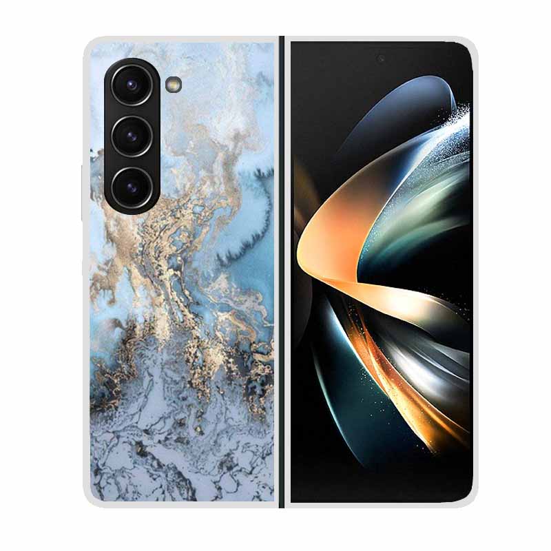 For Samsung Galaxy Z Fold 5 ZFold5 Cases Marble Transparent Shockproof Protection Hard Back Cover For Samsung Z Fold 5 5G Cases