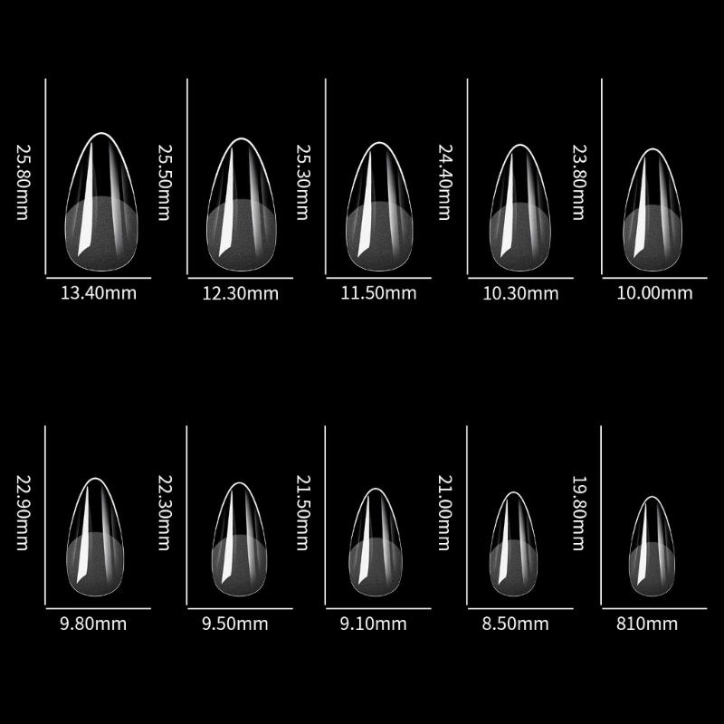 Alomd/Coffin/Square/Stilettos Fake Nail Tips,Clear Acrylic False Nail 10Sizes Press On Nail for DIY Nail Extensions