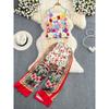 Seaside Holiday Cut Out Crocheted Flower Color Lace Sling Vest Two-Piece Set Ethnic Style Retro High Waist Loose Pants
