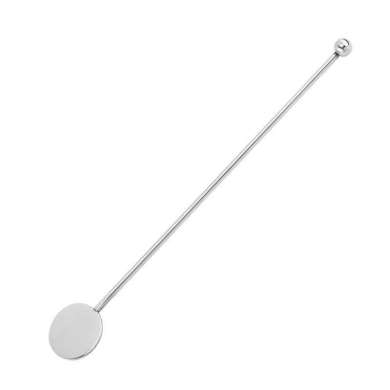304 Stainless Steel Long-Handled Cocktail Stirring Spoon with Round Disc.