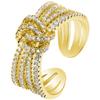 Knot Full Diamond Ring Luxury Hollow Multi-Layer Wide Version Exaggerated Female Niche Design Index Finger Ring Open Ring