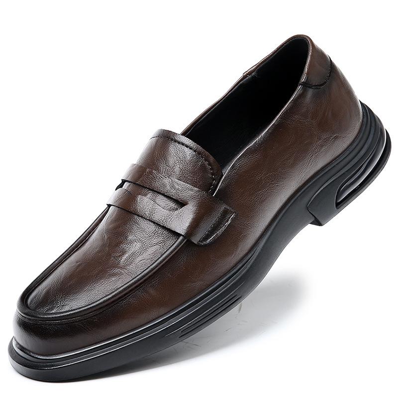 Men's shoes 2025 spring new leather platform foot cover dress business leather shoes men's one-pedal casual Doudou shoes