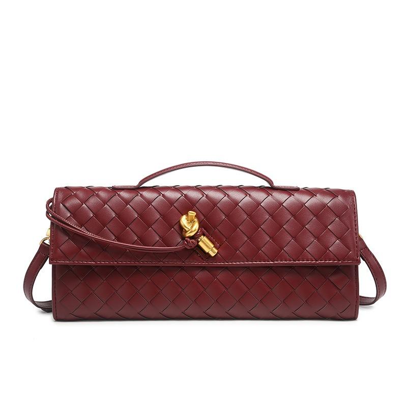 Handwoven Bag Soft Leather Lock Dinner Bag Medieval Baguette Bag Long Fashion