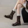 Damen-Mittelstiefel für Herbst und Winter, dicksohlige, rutschfeste Damenstiefel in großen Größen, mittlerer Absatz, runde Spitze, Reißverschluss hinten, Blockabsatz, neue Ritterstiefel