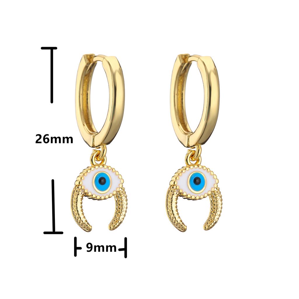 HECHENG,Small Rhinestone Evil Eye Plam Earrings,Hoop Huggie Earrings For Women,Trendy Circle Zircon Gift