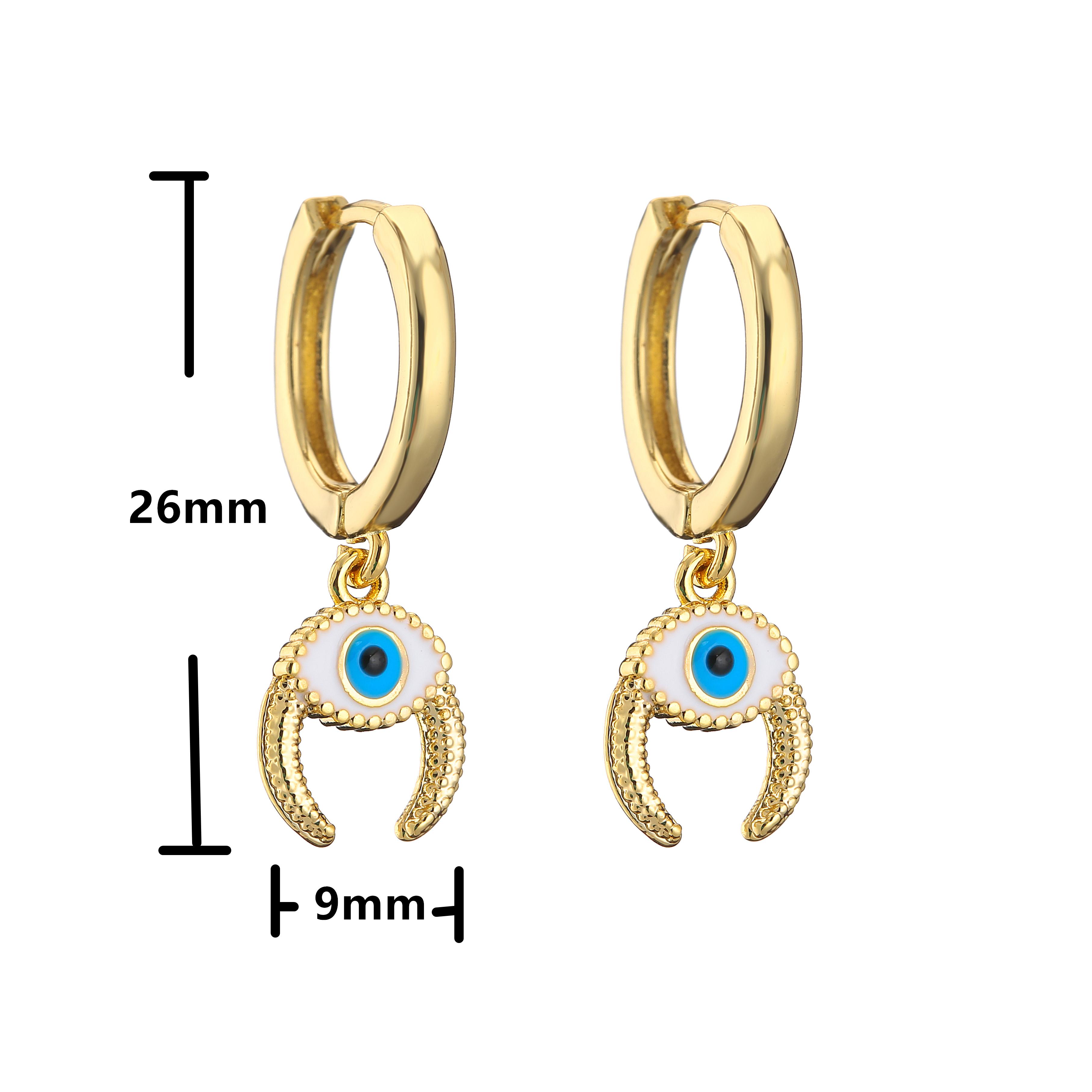 

HECHENG,Small Rhinestone Evil Eye Plam Earrings,Hoop Huggie Earrings For Women,Trendy Circle Zircon Gift