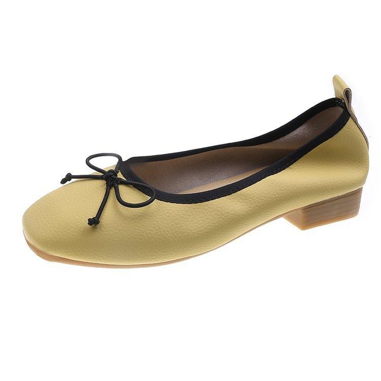 Summer Fashion Summer Egg Roll Shoes Bow Square Head Soft Sole Fashion Women's Shoes Shallow Mouth Stepping On Shit Feet