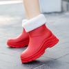 New Rain Shoes Women's Short Rubber Shoes Adult Non-slip Water Boots Thick-soled Water Shoes Fleece Short Thickened Rain Boots Women