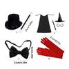 Magician Roleplay Cosplay Costume Outfit Set Halloween Magician Dress Up Top Hat Magic Cape Magic Wand Glasses Gloves