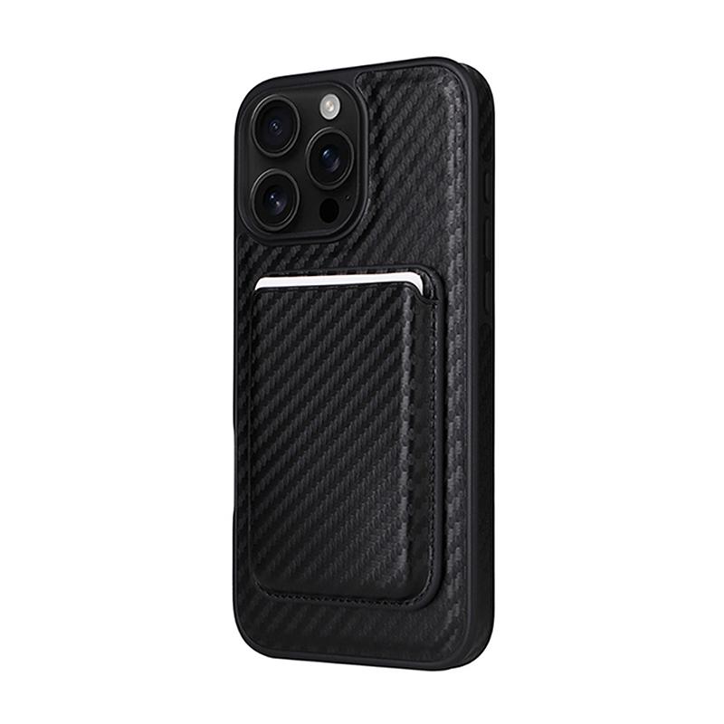 2 In 1 Strong Magnetic For iPhone 17 Pro 16 15 14 Pro Max Magsafe Card Holder Wallet Leather Case Leopard Saffiano Carbon Fiber