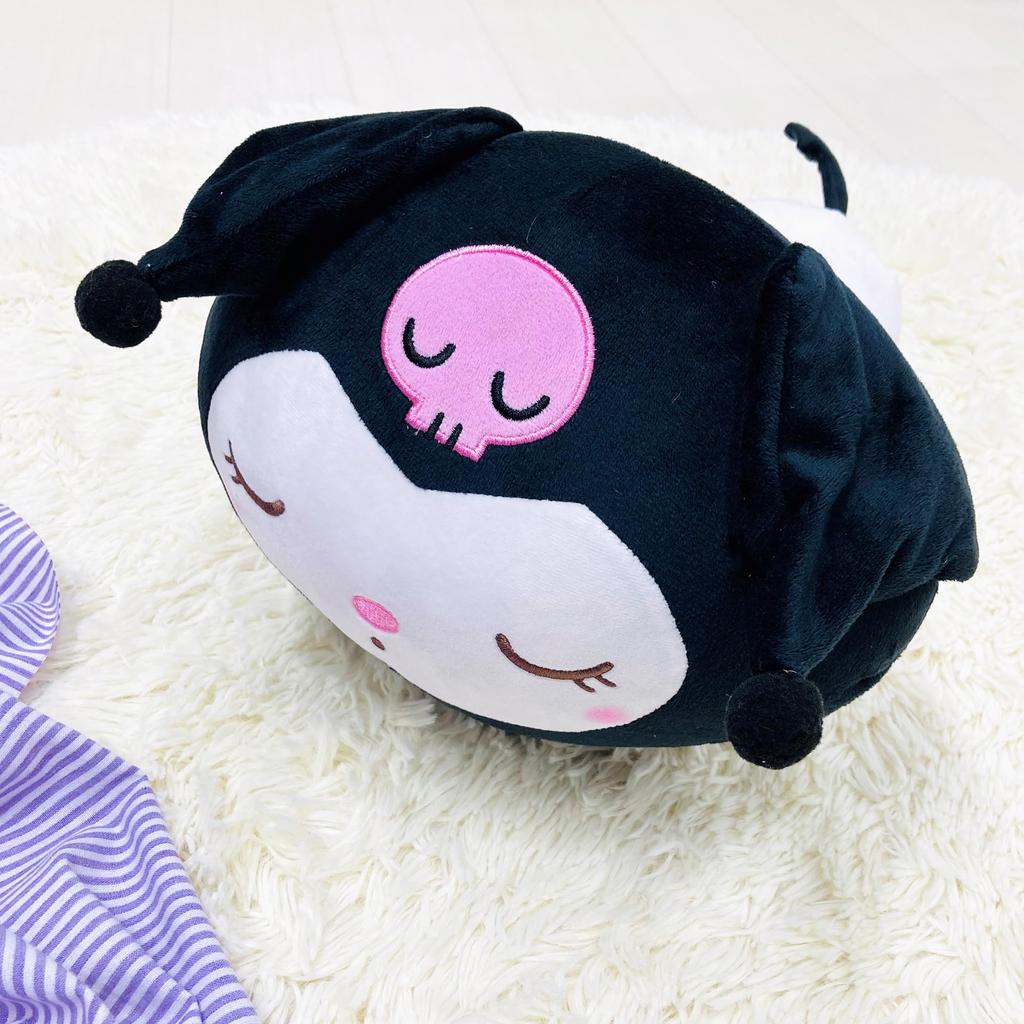 MORIPiLO Kuromi Hugging Pillow Sanrio Characters Relaxing Art Cuddling Pillow 45cm Microfiber Fabric Large Plush Toy Black by Morishita Pillows - -