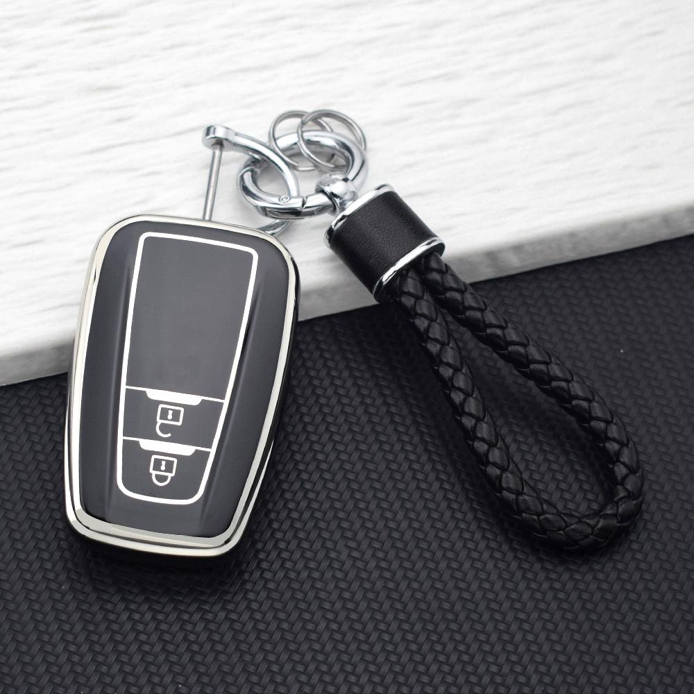 Tpu Car Key Case For Toyota Camry Chr Corolla Rav4 Avalon Land Cruiser Prado Prius 2/3/4 Buttons Key Cover Keychain Accessories