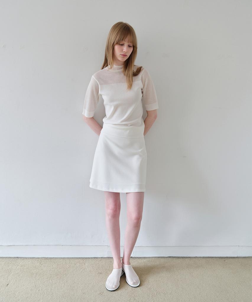 AHWE See-Through Point Mock Neck Knit_White