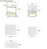 European Style White Ceramics Cake Pan Banquet Golden Metal Display Stand Rectangular Dessert Sushi Plate Decoration Cake Stand