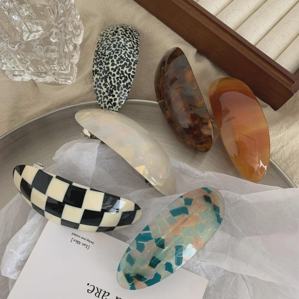 "Französische Vintage Acetat Ovale Haarnadel - Luxus Nischendesign für Pony & Seitenclips"