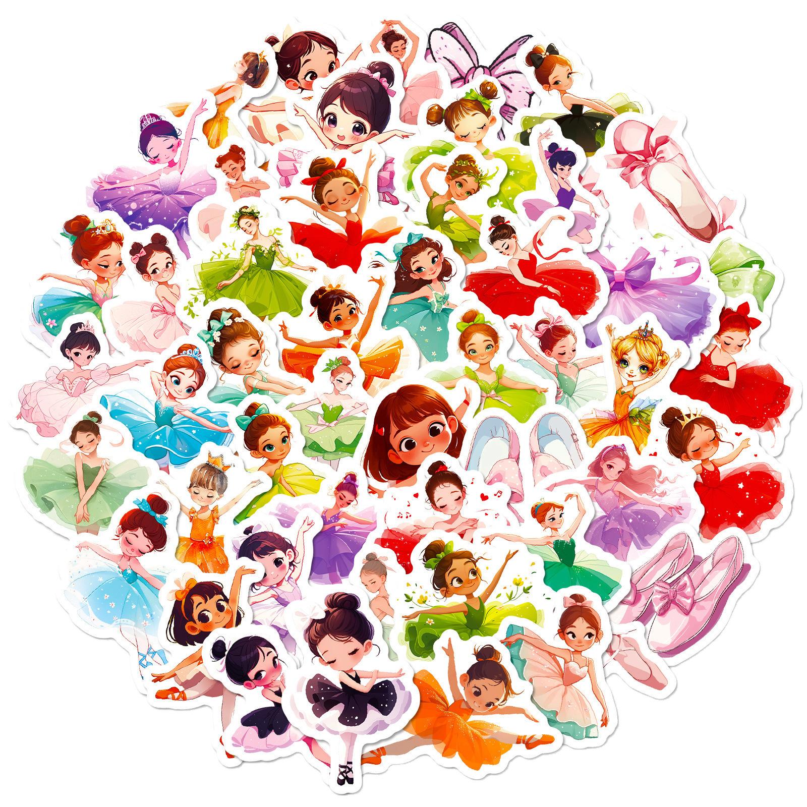 

50 Dancing Girl Decorative Stickers, Cute Cartoon Stickers For Decorating Luggage And Cars One Size