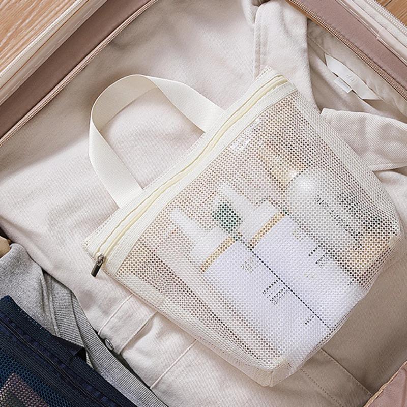 Portable Mesh Makeup Toiletry Storage Bags Handbags Travel Washing Body Shower Tools Organizer Hanging Cosmetic Organizer Pouch