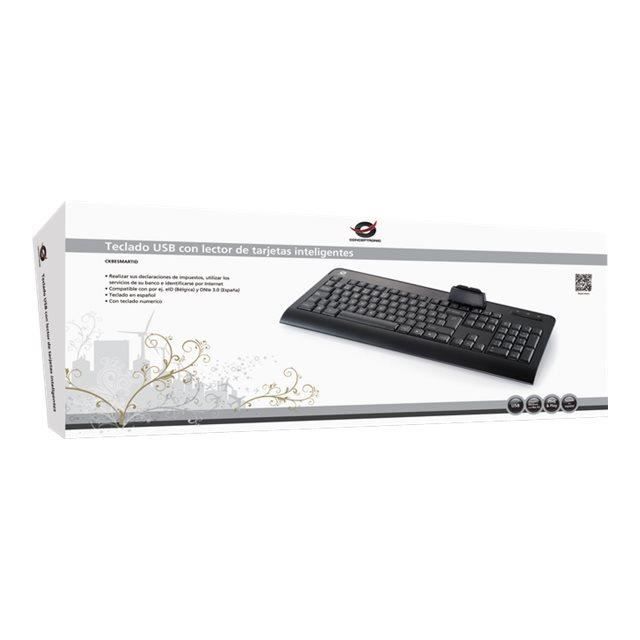 Clavier Avec Smart Card Reader (CCID) USB Espagnol Noir - CONCEPTRONIC - CKBESMARTID