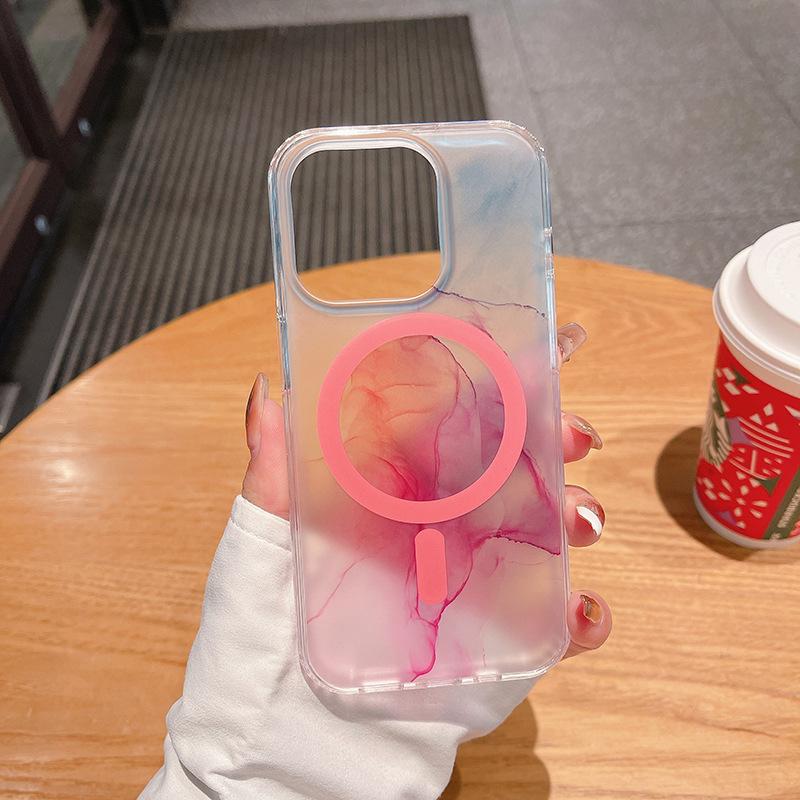 Mobile Phone Case for IPhone15pro Series Magnetic Anti-fall IMD Skin Feel Camouflage Color