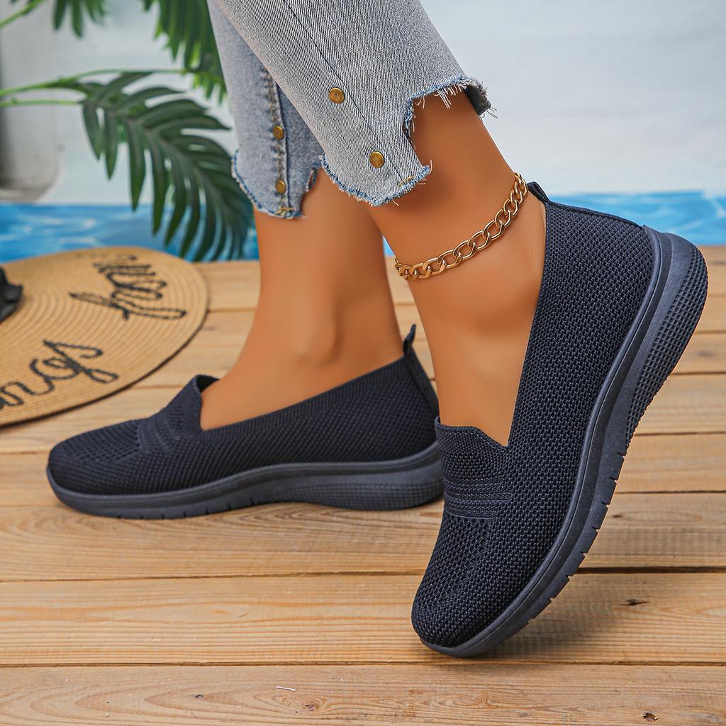 European and American Foreign Trade Flat-bottomed Fly-woven Shallow-mouth Low-top Single Shoes for Women's New One-pedal Large-size Lazy Work Sh