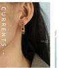 European and American Style Stainless Steel Zirconia Rectangle Earrings for Women