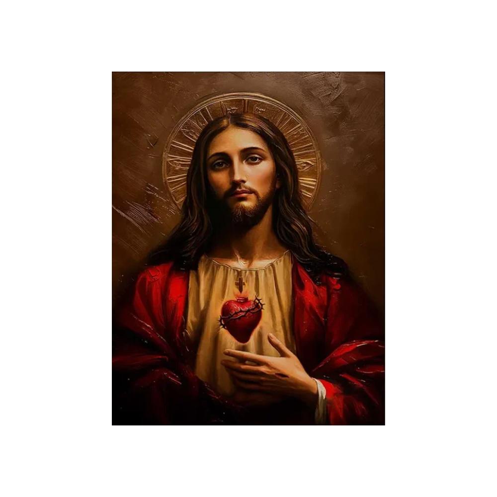 ציור קנבס דתי נוצרי של ישו ומרים הבתולה, לב קדוש, פוסטר אמנותי של ישו הילד הקדוש הקתולי, עיצוב בית נוצרי