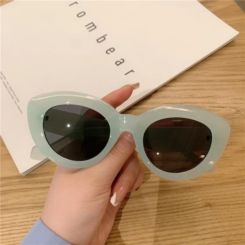 New Fashion Oval Sunglasses For Women Cat Eye Style Uv400 Protection Eyewear Jelly Color Sun Glasses
