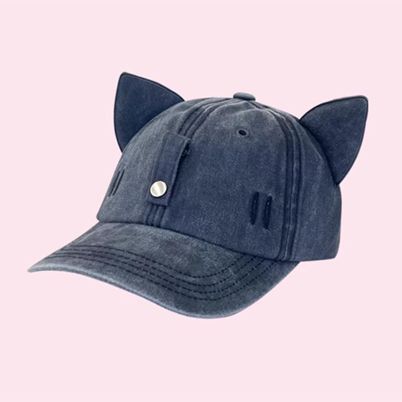 New Cat Ears Sunglasses Baseball Cap Y2K Cotton Washed Pilot Snapback Caps Gorras Women And Men Outdoor Sunshade Sun Hats Unisex