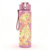 1PC Floral Pattern Dog Silhouette 750ml Color Plastic Sports Water Bottle Leakproof Flip Straw Lid Suitable for Sports Office Home Use