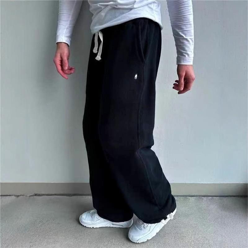 Pantalones de Chándal Casuales FlowStreet para Hombre y Mujer Streetwear Pantalones de Chándal Sueltos Pantalones de Pierna Ancha Logo de Pony Otoño Invierno