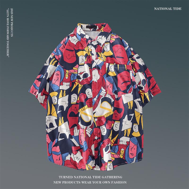 Japanese Hong Kong-Style Floral Hawaiian Shirt - Unisex Summer Short-Sleeve Retro Beachwear