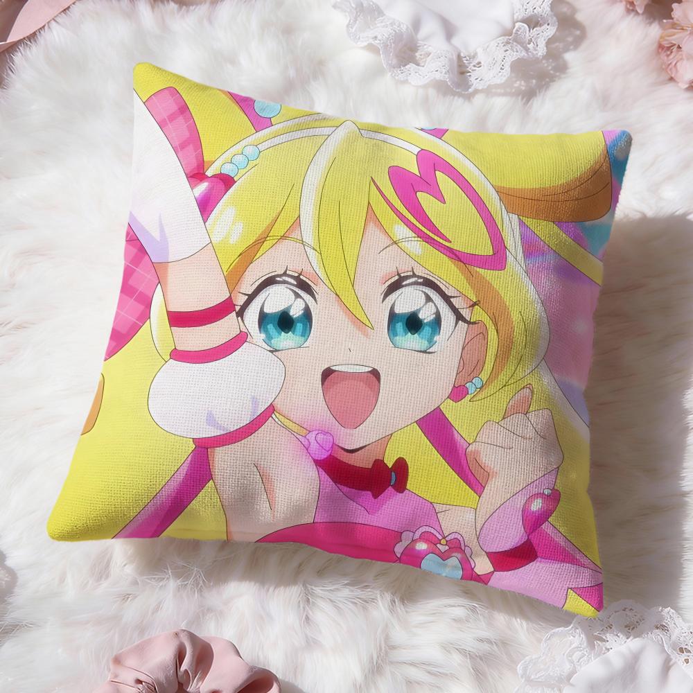 y-You and Idol Pretty Cure Cushion Cover Premium Comfort Reversible Pillow Cove -Two in One Design for Any Room & Car Interior
