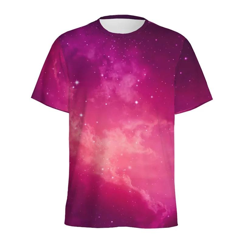 Men's 3D Printed Galaxy Space T-Shirt Colorful Starry Sky Pattern Loose Short Sleeve Round Neck Summer Street Tee Top