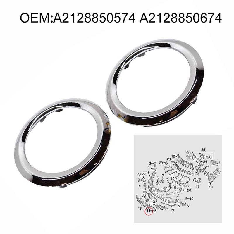 Front Fog Light Grille Trim Ring Replacement with Chrome Plating for Mercedes For W204 For W207 W212 W251 Bumper Use