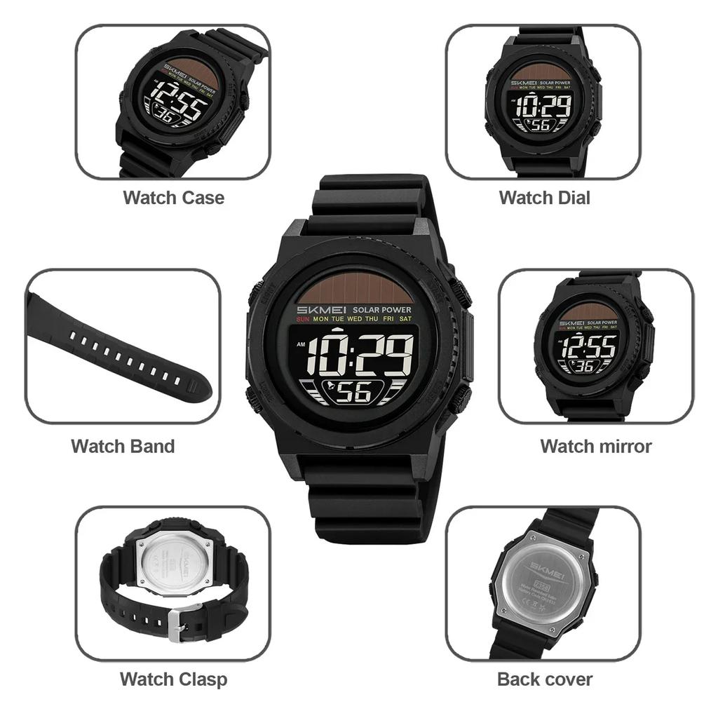 SKMEI 2358 Fashion Casual 5Bar Waterproof Chrono Wristwatch Clock Reloj Hombre Energy Digital Sports Electronic Watches For Men