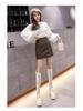 2026 Autumn/Winter Matte Frosted Coffee PU High Waist A-Line Midi Skirt