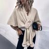 Fuzzy Ball Poncho Sweater Women's Autumn Winter New European and American Cross-Border Ladies Knit Open Shawl
