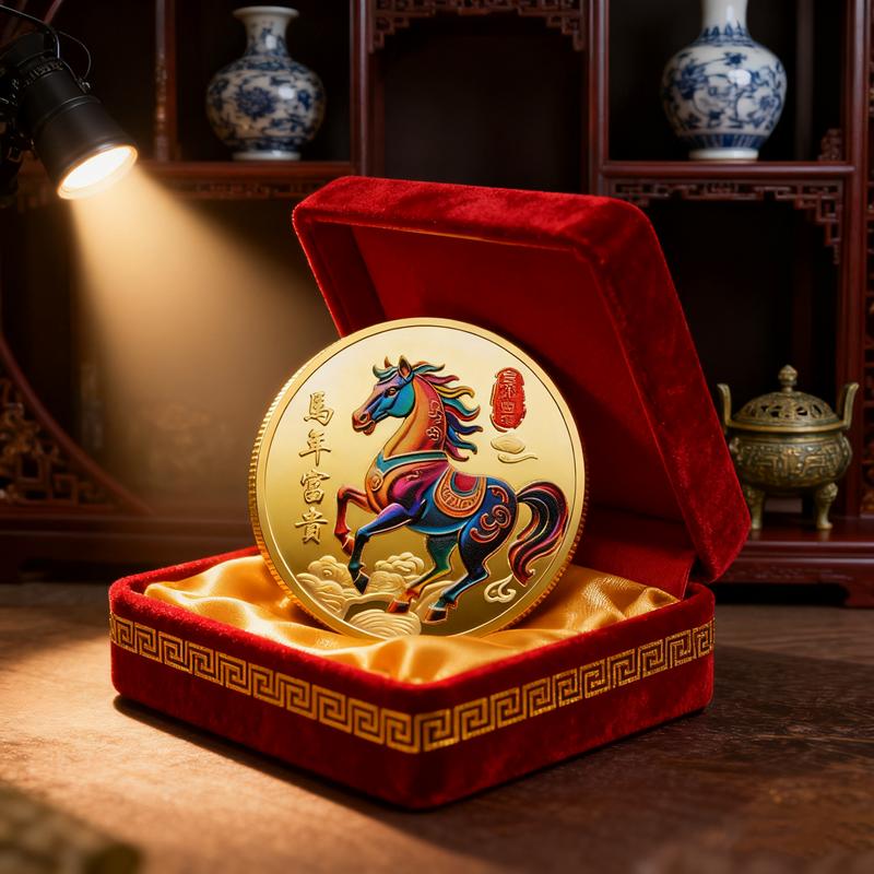 1Pc 40mm Metal Collection 2026 Chinese New Year Souvenir Coins Lucky Animal Horse Collectible Coins Gold Coin Challenge Coin