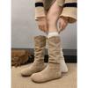 Brown retro flat boots children's boots 2025 new autumn versatile skirt Maillard stacking boots