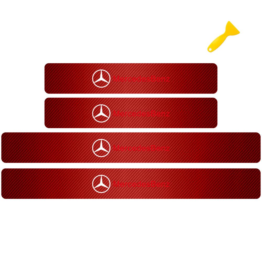 MITV3 4pcs Car Door Sill Anti-Scratch Guard Sticker For Mercedes Benz W203 W206 W212 W167 W166 W247 C E GLA GLC GLE AMG Accessories