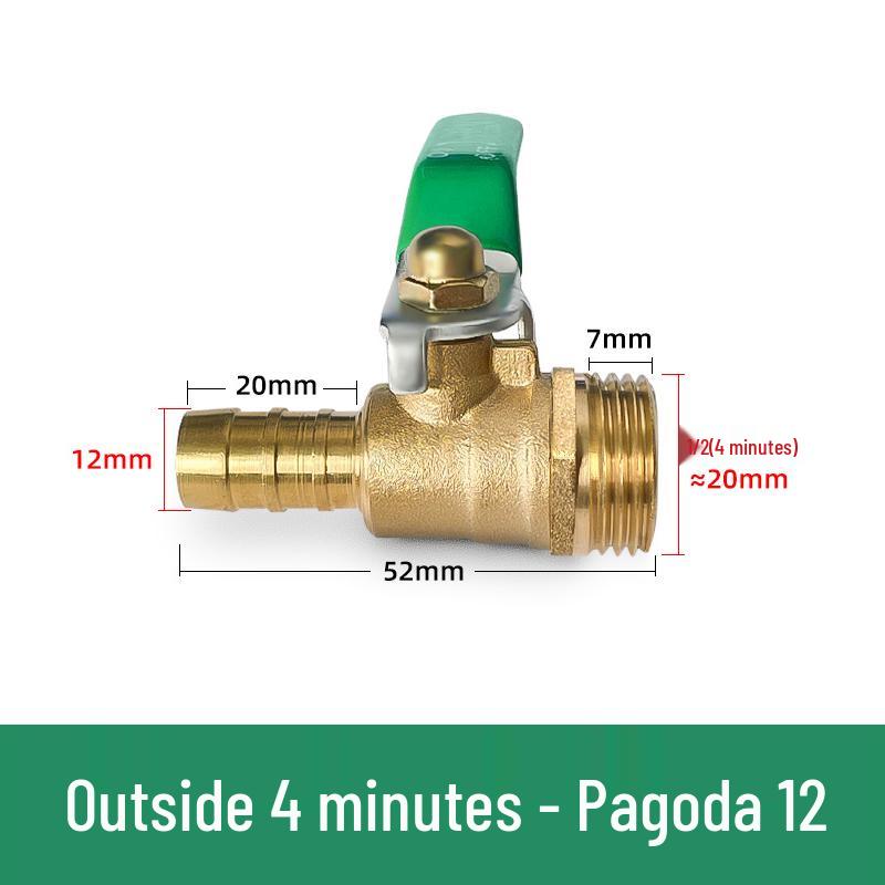 Copper DN20 Thickened Water Valve, Internal/External Thread, Pneumatic Ball Switch, 2-Point One-Piece Design