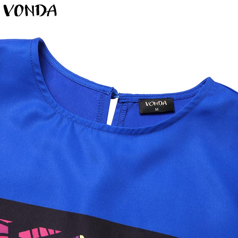 VONDA Zweiteiliges Set für Damen, großes Rundhalsausschnitt, lange Ärmel, bedrucktes Oberteil, einfarbig, lockere Hosen